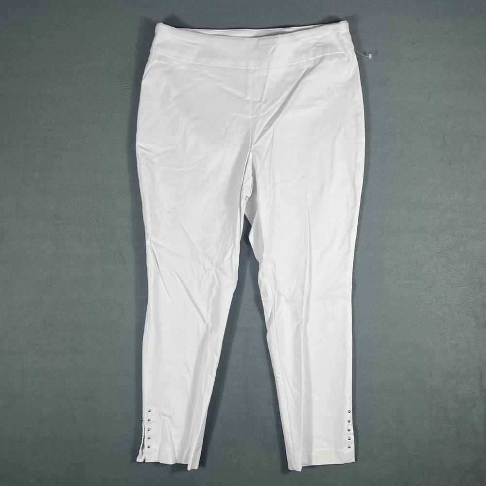 Westbound Womens Pants 12P White Solid Pull On Cropped Studded Hem